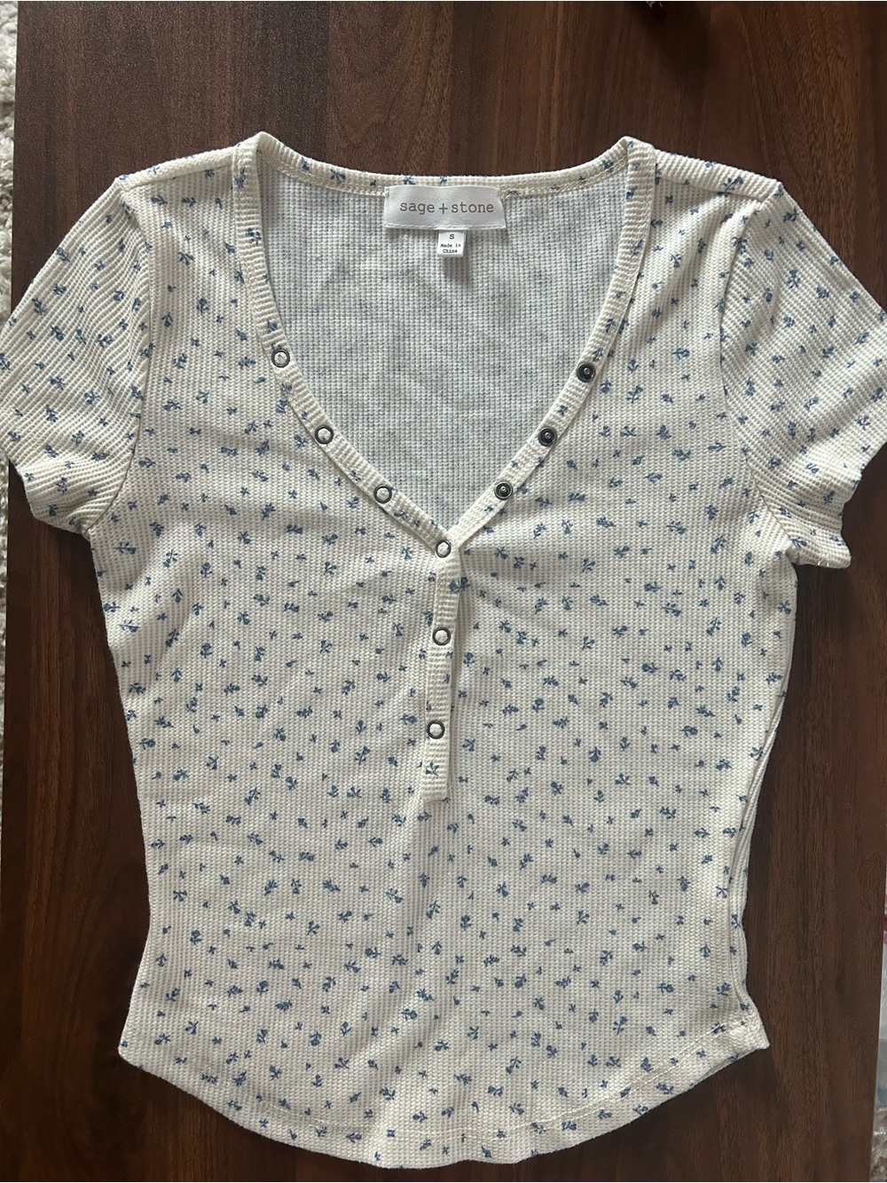 Sage+Stone Ribbed Henley Top